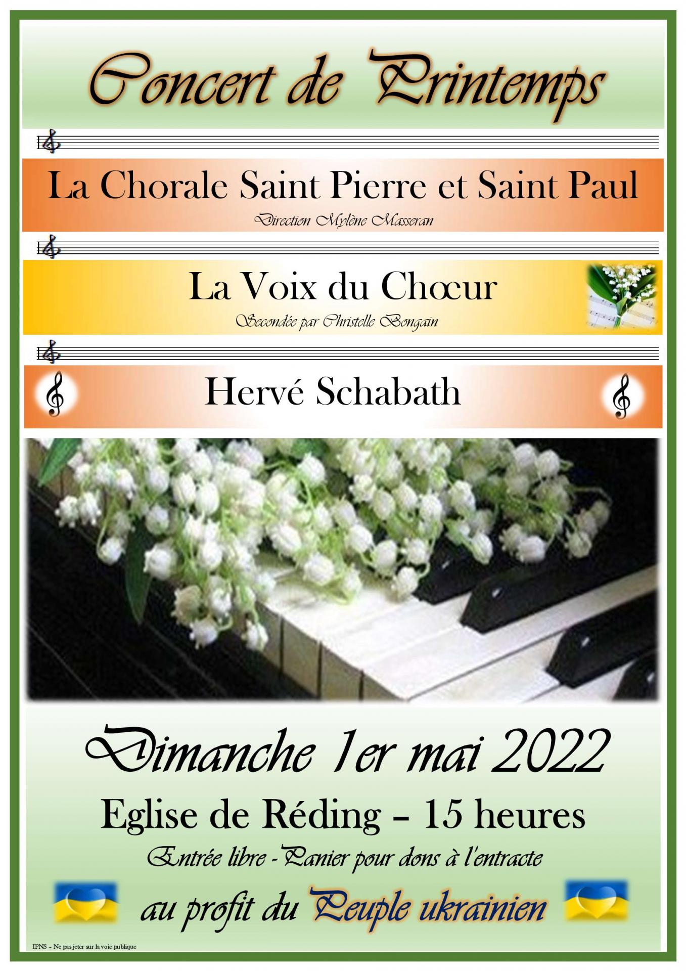 Affiche concert de printemps chorale de reding