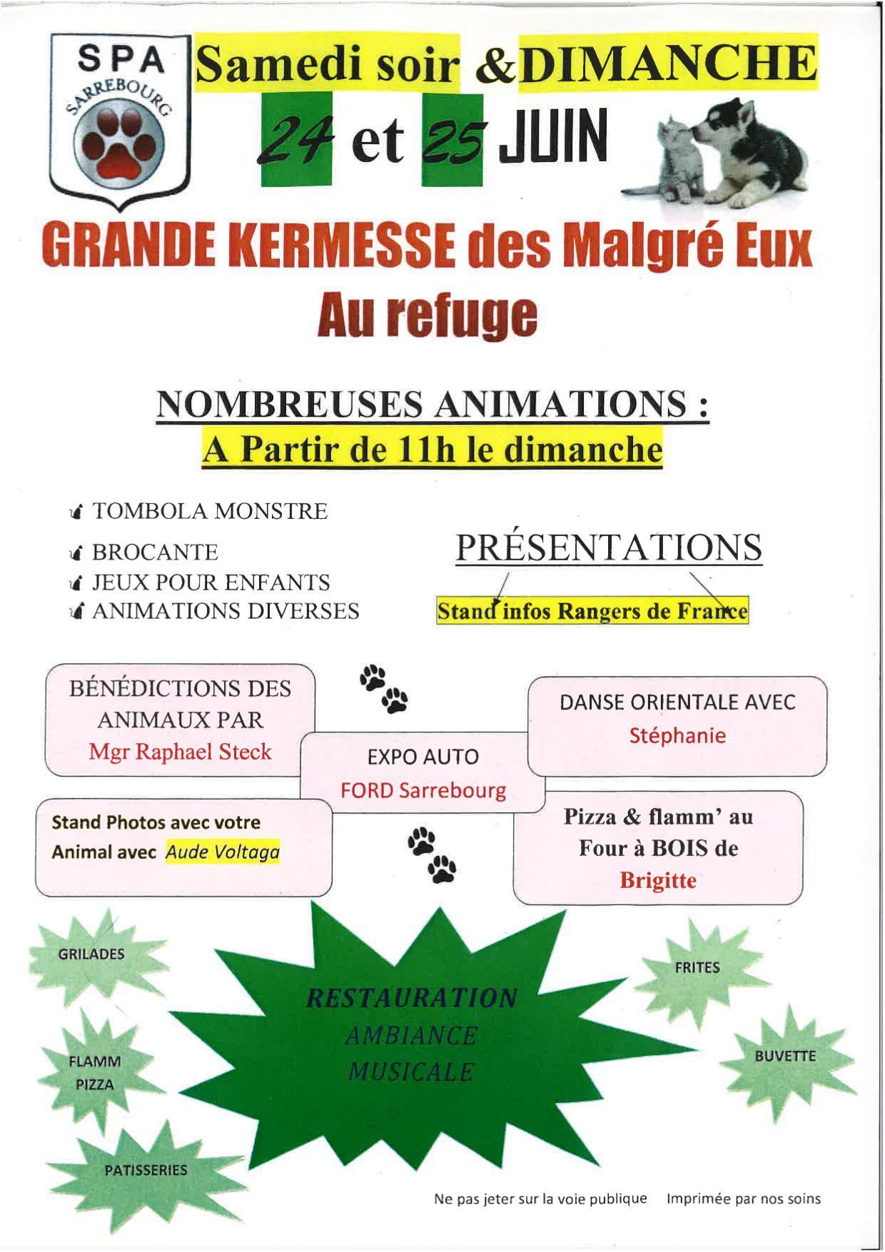 Kermesse au refuge spa 24 et 25 juin