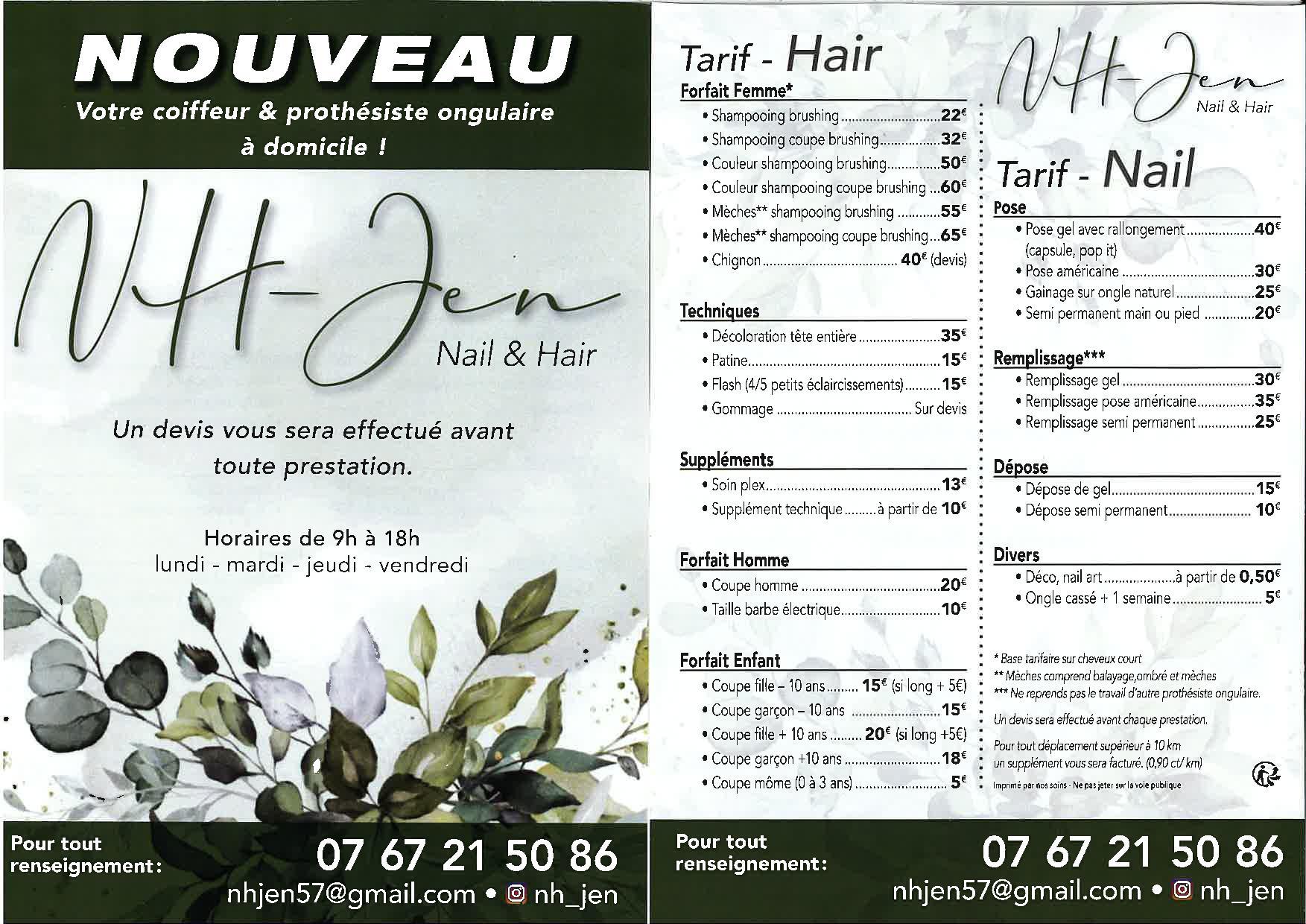 Nh jen coiffeur et prothesiste ongulaire a domicile